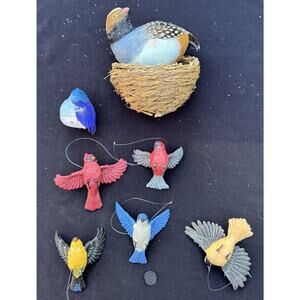 Vintage Realistic Bird Woodland Christmas Tree Ornament Lot -LO2